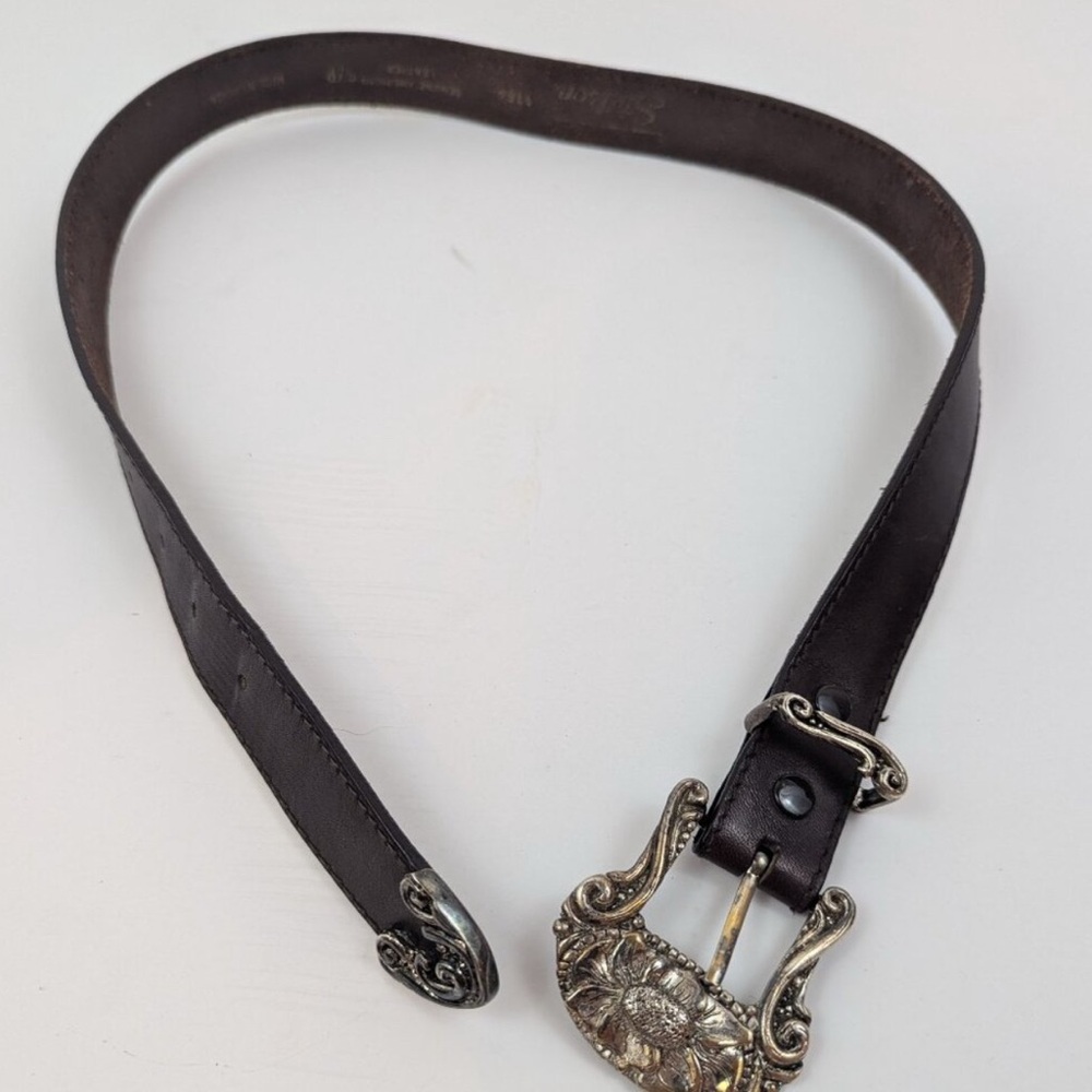 VINTAGE STETSON 32 INCH Leather Belt with Silver Buckle